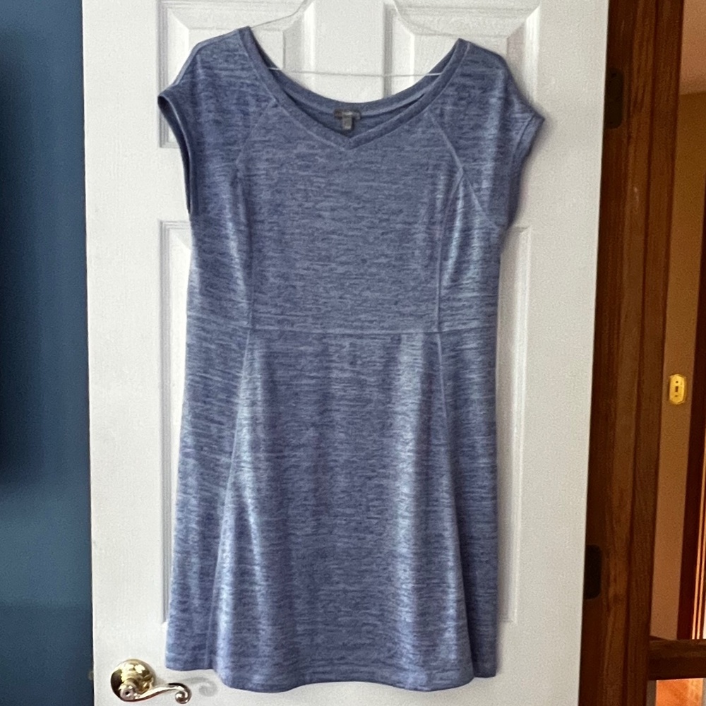 T by Talbots Blue Space Dye Short Sleeve Stretchy Athletic Dress Sz LP Like New
